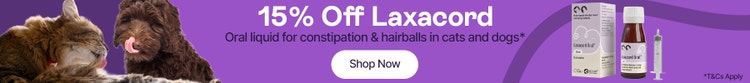 15% off laxacord - Oral liquid for constipation &amp; hairballs in cats &amp; dogs*