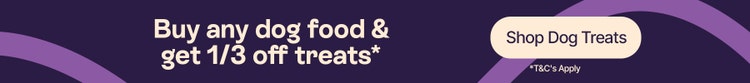 Buy any dog food &amp; get 1/3 off treats*