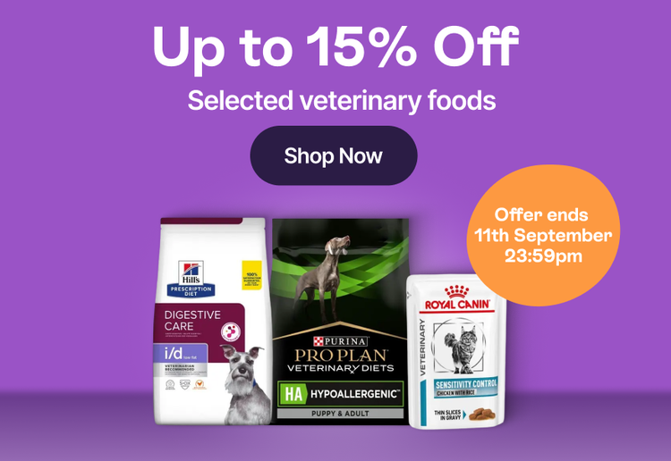 Up to 15% Off Selected veterinary foods - Shop Now