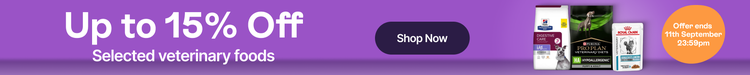 Up to 15% Off Selected veterinary foods - Shop Now