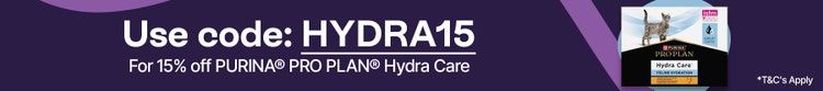 Use code HYDRA15 For 15% off Purina Pro Plan Hydra Care
