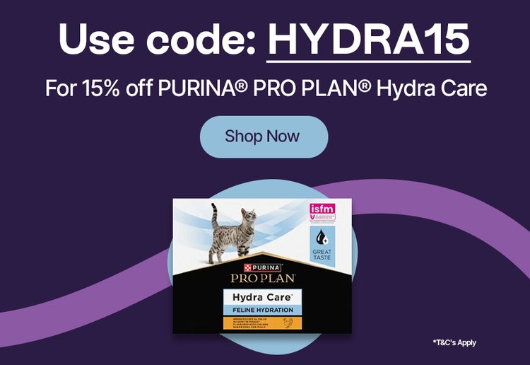 Use code HYDRA15 For 15% off Purina Pro Plan Hydra Care