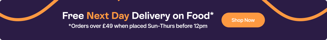 Free next day delivery on Food* *order over£49 when placed Sun-Thurs before 12pm