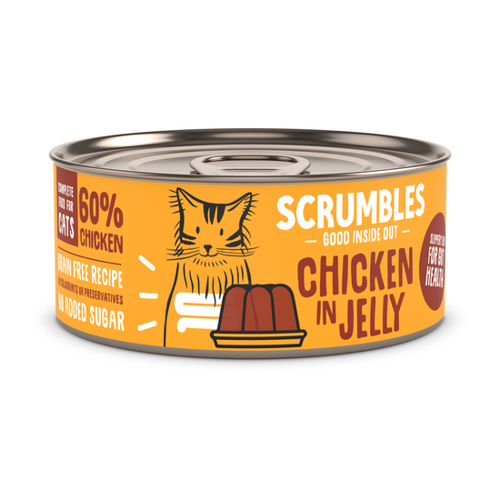 Scrumbles Grain Free Wet Cat Food in Jelly with Chicken 18 x 80g Tins 17588
