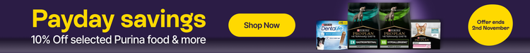Payday savings - 10% Off selected Purina food &amp; more - Offer ends 2nd November