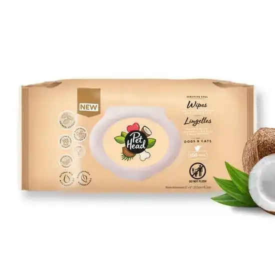 Pet Head Sensitive Soul Delicate Skin Wipes for Dogs with Coconut and Marula Oil 18749