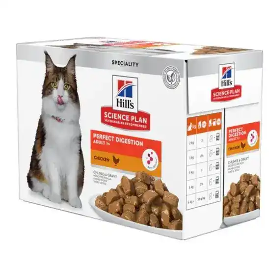 Hill's SCIENCE PLAN Specialty Perfect Digestion Wet Cat Food with Chunks in Gravy with Chicken 12 x 85g Pouches 15963