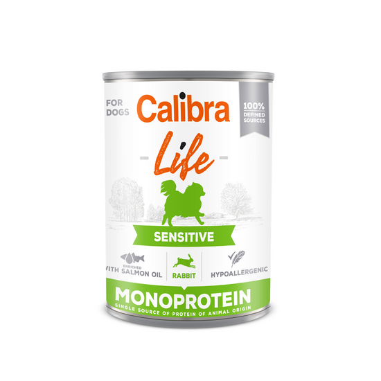 Calibra Life Sensitive Wet Dog Food Rabbit 6 x 400g Cans 16236