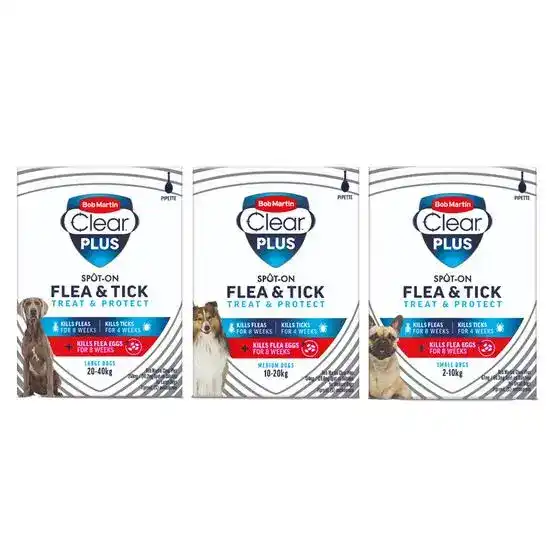 Bob Martin Clear Plus Spot-On Flea & Tick Treatment for Dogs 18540