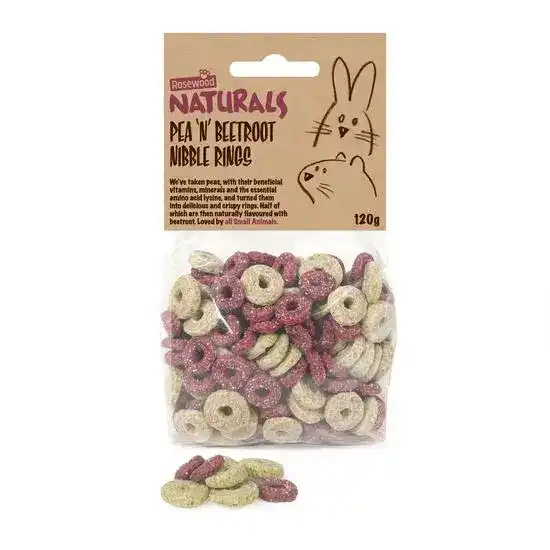 Rosewood Naturals Pen 'N' Beetroot Nibble Rings Small Animal Treat 1 x 120g 19783