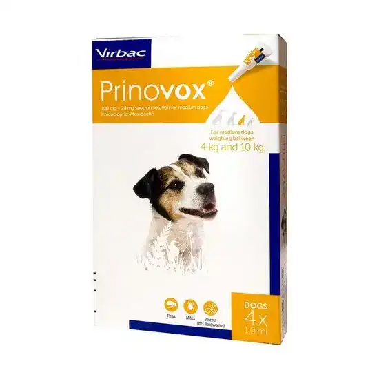 Prinovox Spot-On Solution for Medium Dogs 100mg/25mg (4kg-10kg) 9657