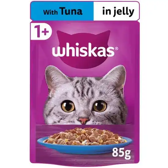 Whiskas 1+ Adult Wet Cat Food with Tuna in Jelly 28 x 85g Pouches 18403