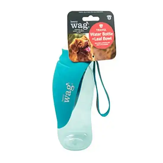 Henry Wag Water Bottle with Leaf Bowl for Pets Blue 16107