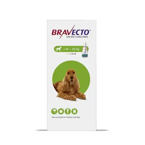 BRAVECTO Spot-On Solution for Medium Dogs 500mg (10kg-20kg) 10430