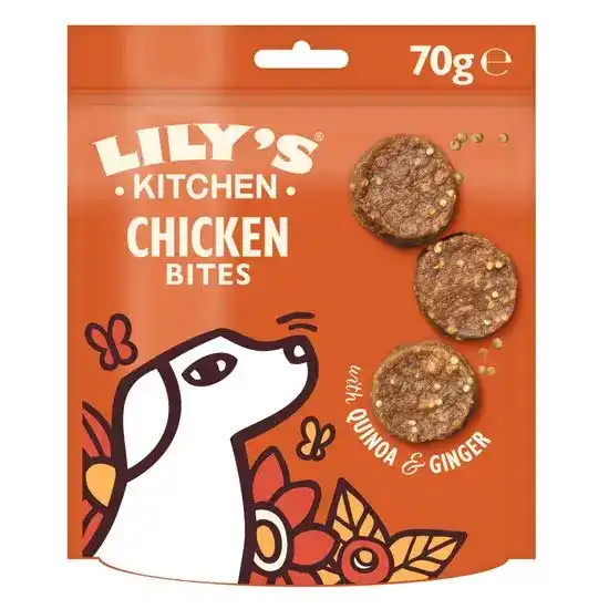 Lily's Kitchen Adult Chomp-Away Chicken Bites Treats for Dogs 3 x 70g 17900