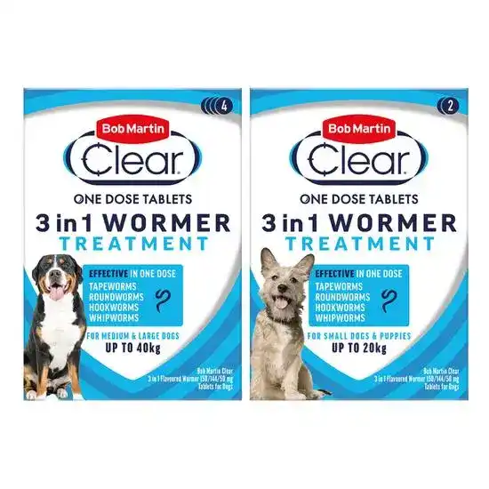 Bob Martin Clear 3 in 1 Wormer Tablets for Dogs & Puppies 18537