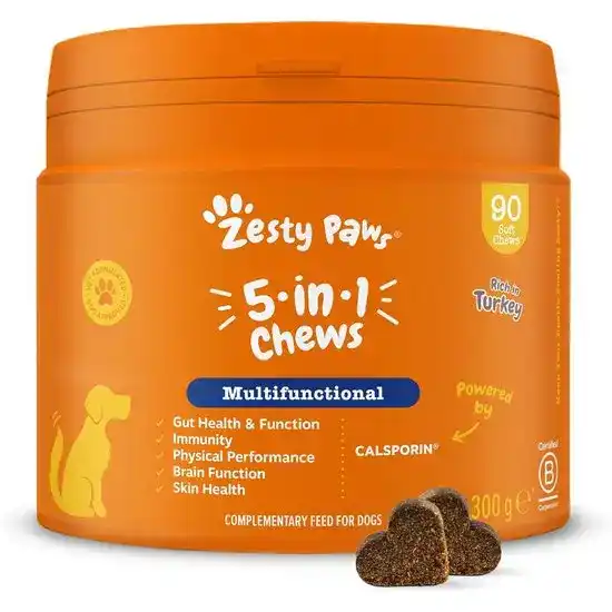 Zesty Paws 5-in-1 Multifunctional Chews for Dogs Rich in Turkey 18041