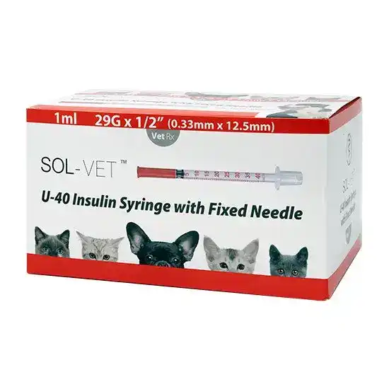 SOL-VET U40 Insulin Syringes 1ml Box of 100 10210