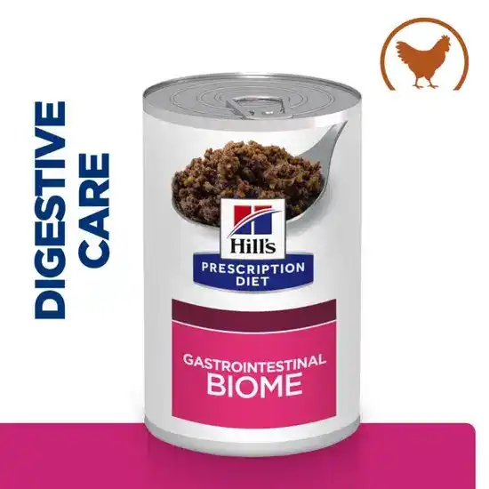 Hill's PRESCRIPTION DIET Gastrointestinal Biome Digestive & Fibre Care Wet Dog Food with Chicken 12 x 370g Cans 16609