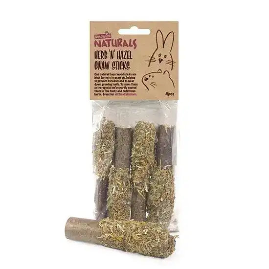 Rosewood Naturals Herb 'N' Hazel Gnaw Sticks Small Animal Treat 4 Pieces 19785