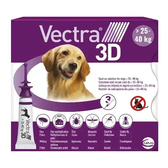 Vectra 3D Spot-On Flea and Tick Treatment for Large Dogs (25kg-40kg) 9337