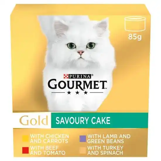 GOURMET Gold Savoury Cake Meat and Veg Variety Wet Cat Food 48 x 85g Tins 18345