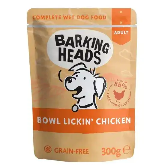 Barking Heads Grain Free Bowl Lickin' Chicken Adult Wet Dog Food 10 x 300g Pouches 18086