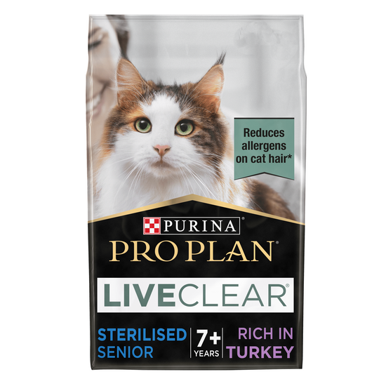 PURINA PRO PLAN LIVECLEAR Senior 7+ Sterilised Allergen Reducing Dry Cat Food with Turkey 15750