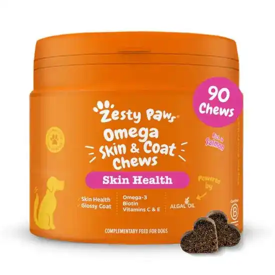 Zesty Paws Omega Skin & Coat Chews for Dogs Rich in Salmon 18047