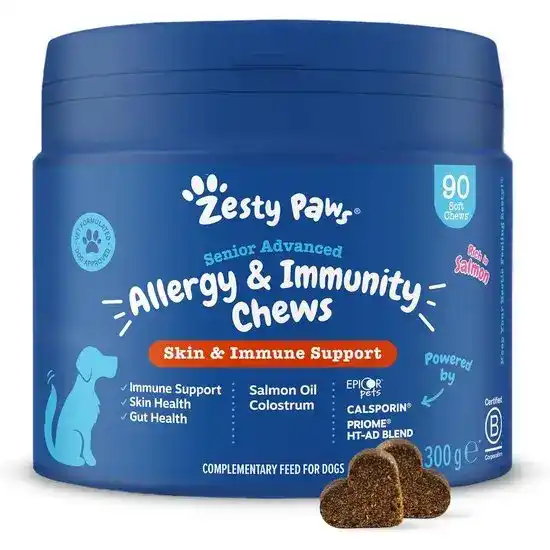 Zesty Paws Senior Advanced Allergy & Immunity Chews for Senior Dogs Rich in Salmon 18039
