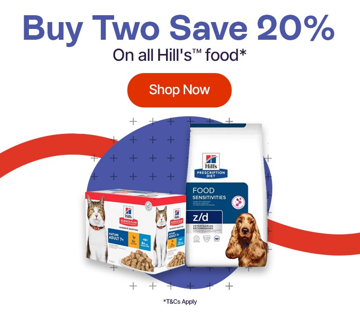 Buy 2 save 20% on all Hill's Food*