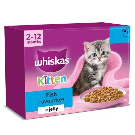 Whiskas Kitten Wet Cat Food Fish Favourites in Jelly 85g Pouches 18396