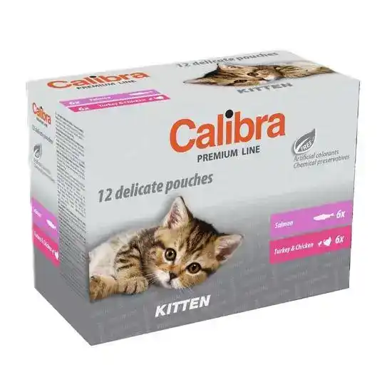 Calibra Premium Line Kitten Wet Cat Food Chunks in Gravy Multipack 12 x 100g Pou 18027