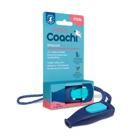 Coachi Whizzclick Dog Training Clicker with Whistle Navy & Light Blue 18745