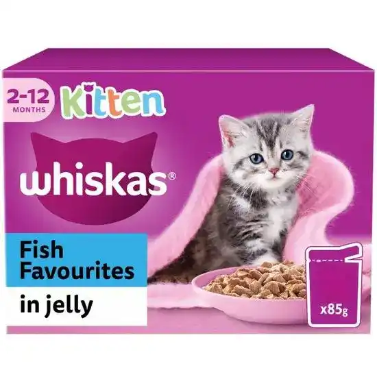 Whiskas Kitten Wet Cat Food Fish Favourites in Jelly 85g Pouches 18396