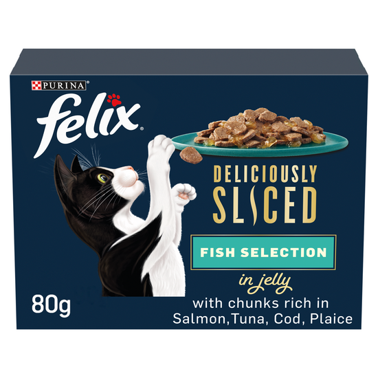 Felix Deliciously Sliced Fish Selection in Jelly Wet Cat Food 48 x 80g Pouches 18373