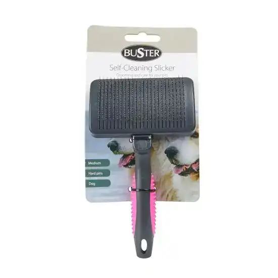 BUSTER Self-Cleaning Hard Pin Slicker Brush for Dogs 17136