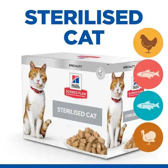 Hill's SCIENCE PLAN Specialty Adult Sterilised Wet Cat Food Multipack with Chunks in Gravy with Chicken