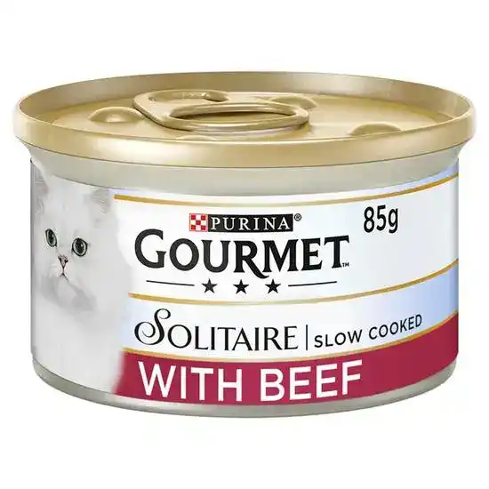 GOURMET Solitaire Beef Wet Cat Food 12 x 85g Tins 18321
