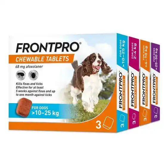 FRONTPRO Chewable Tablets Flea & Tick Treatment for Dogs 3 Tablets 18589