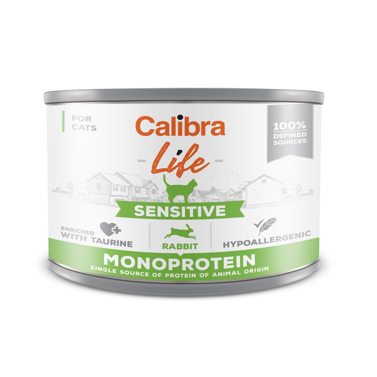 Calibra Cat Life Sensitive Wet Cat Food with Rabbit 6 x 200g Tins 16223
