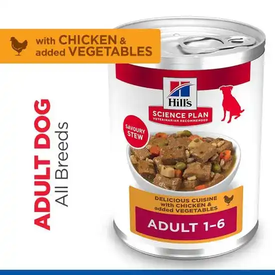 Hill's Science Plan Adult Wet Dog Food Chicken & Vegetable Stew 12 x 363g Cans 20262