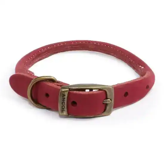 Ancol The Heritage Collection Timberwolf Rolled Dog Collar Raspberry 19087