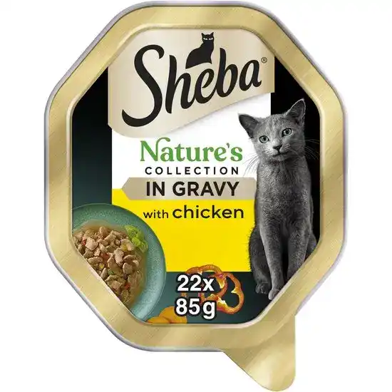 Sheba Nature's Collection Adult Wet Cat Food Chicken & Red Pepper in Gravy 22 x 85g Trays 17964