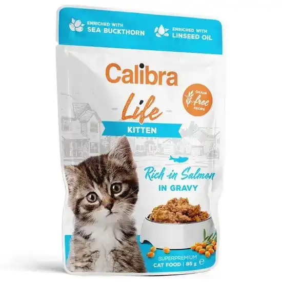 Calibra Life Kitten Wet Cat Food Salmon in Gravy 28 x 85g Pouches 16909