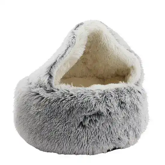 Ancol Sleepy Paws Luxury Plush Cove Cat and Dog Bed Grey 19070