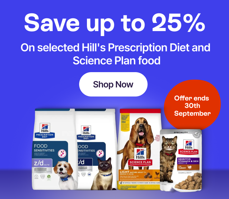 Save up to 25% On Selected Hill's Prescription Diet and Science Plan Food - Shop Now