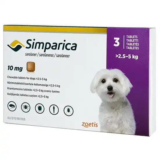 Simparica Chewable Tablets for Dogs 10mg (2.5kg-5kg) 11439