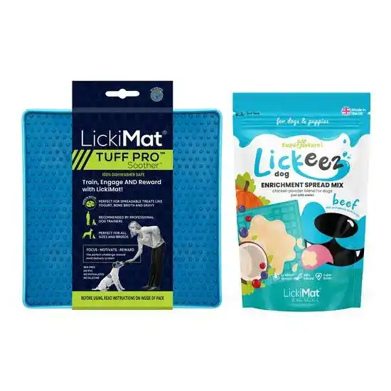 LickiMat Dog Calming Bundle: Tuff Pro Soother Slow Feeder & Lickeez Beef Enrichm 19557
