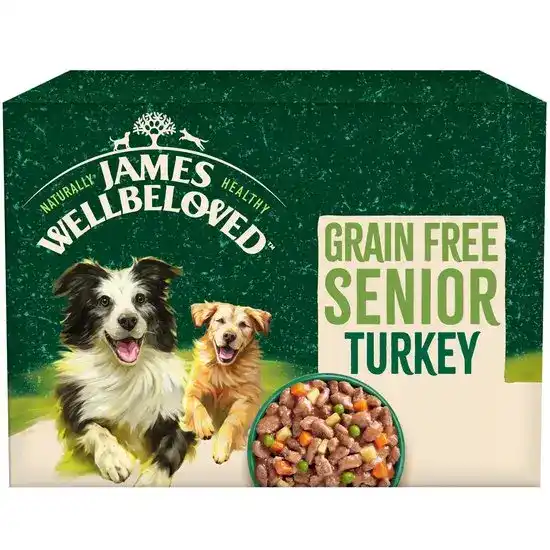 James Wellbeloved Grain Free Senior Wet Dog Food with Turkey in Gravy 90g Pouches 16954